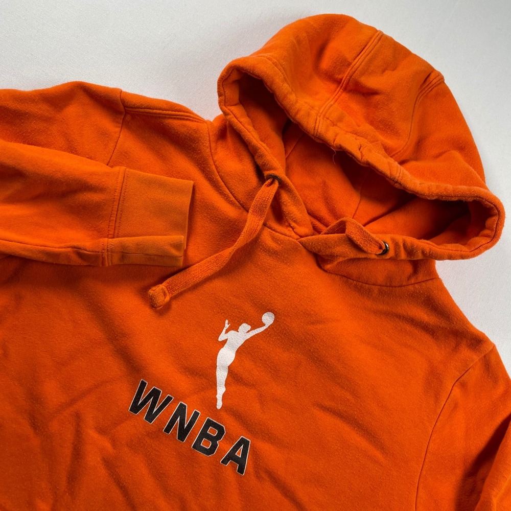 WNBA Womens Orange Logo Hoodie Sweatshirt Size Small Basketball Fan Gear